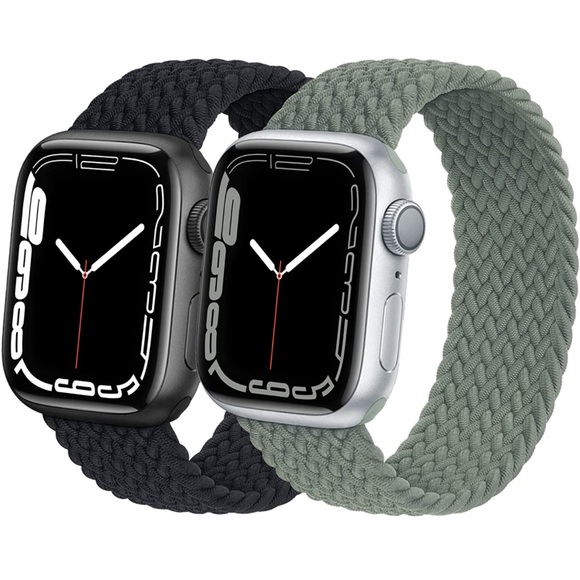 Black cactus green Braided Solo Loop Band Compatible with Apple Watch Band - Picture 1 of 4